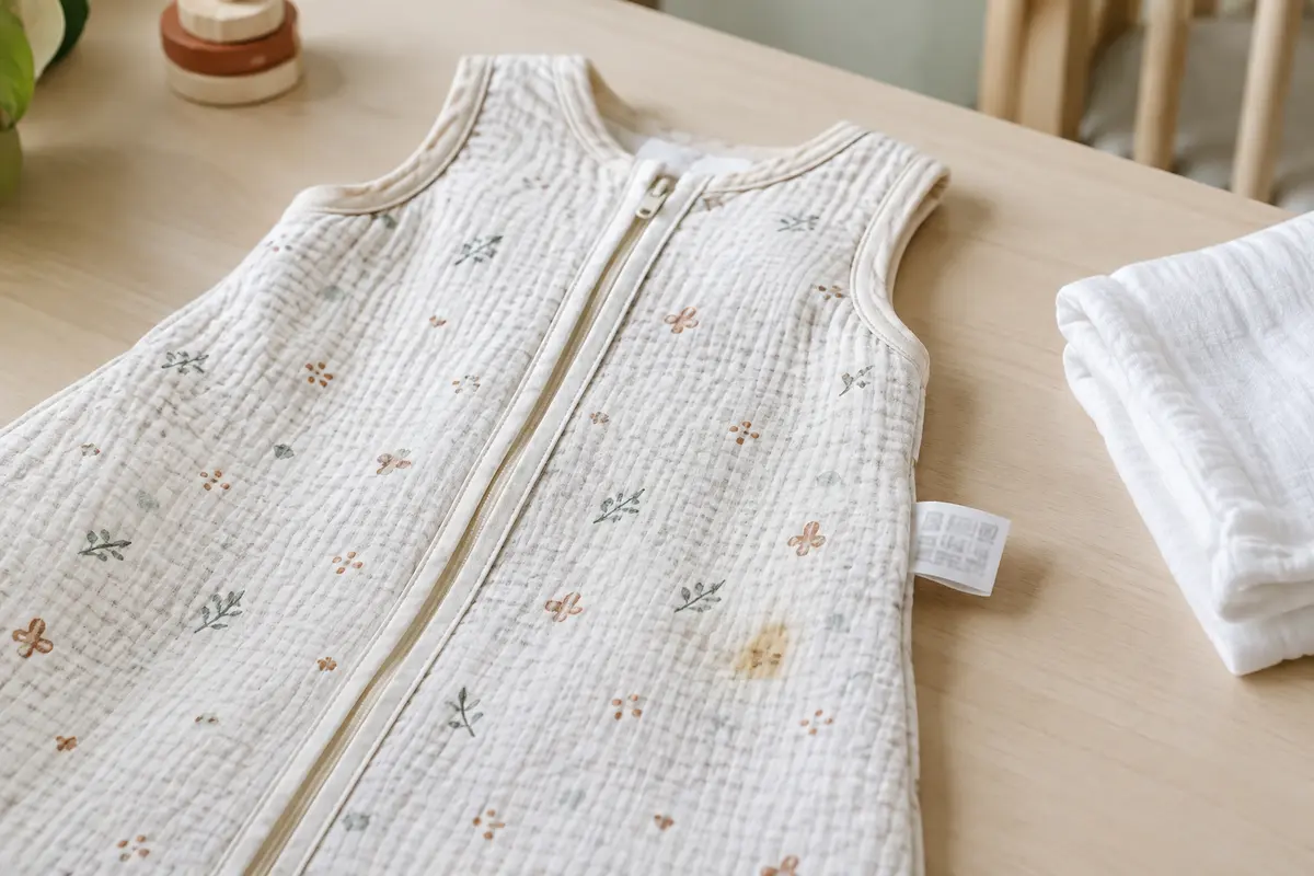 Gigoteuse posée à plat avec un linge blanc, illustrant les précautions avant le détachage.