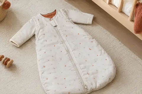 Gigoteuse bébé en coton matelassé à manches amovibles avec fermeture éclair double sens
