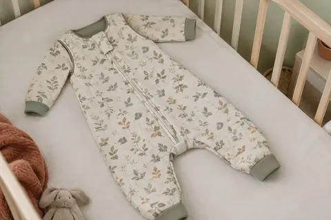 Gigoteuse Mosebears en coton à jambes séparées, manches amovibles et motif de feuilles