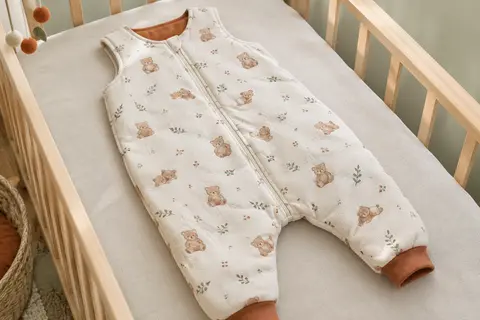 Gigoteuse ToyaTec à jambes séparées en rayonne de bambou, avec un motif illustré d’ours